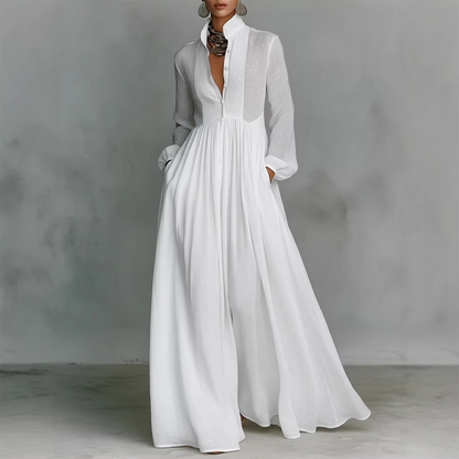 👗 NU 50% RABATT HALVA PRISET ✨ Elegantes plissiertes Maxikleid 🌸
