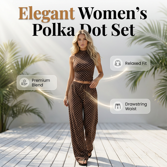 Set aus ärmellosem Oberteil und Hose mit Polka-Dots für Damen