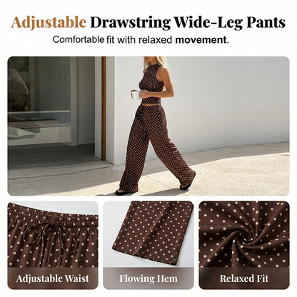 Set aus ärmellosem Oberteil und Hose mit Polka-Dots für Damen