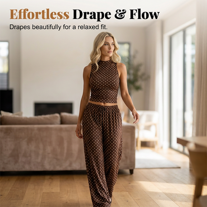 Set aus ärmellosem Oberteil und Hose mit Polka-Dots für Damen
