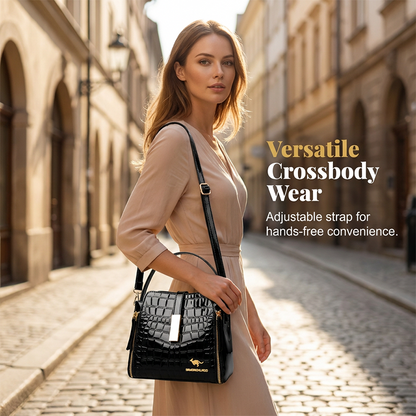 👜 BEGRENZTE ZEIT 40% RABATT! ✨ Glänzende Krokodilmuster Damenhandtasche – Strukturiert, Goldene Beschläge, Geräumig & Schick 💼