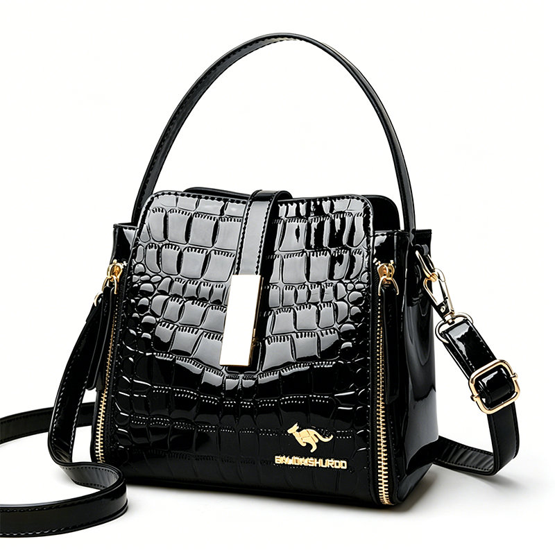 👜 BEGRENZTE ZEIT 40% RABATT! ✨ Glänzende Krokodilmuster Damenhandtasche – Strukturiert, Goldene Beschläge, Geräumig & Schick 💼