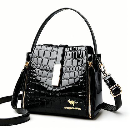 👜 BEGRENZTE ZEIT 40% RABATT! ✨ Glänzende Krokodilmuster Damenhandtasche – Strukturiert, Goldene Beschläge, Geräumig & Schick 💼