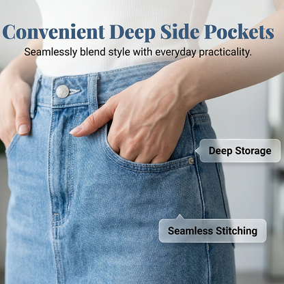 ✨Eng anliegender Jeansrock für Damen mit durchbrochener Spitzenborte