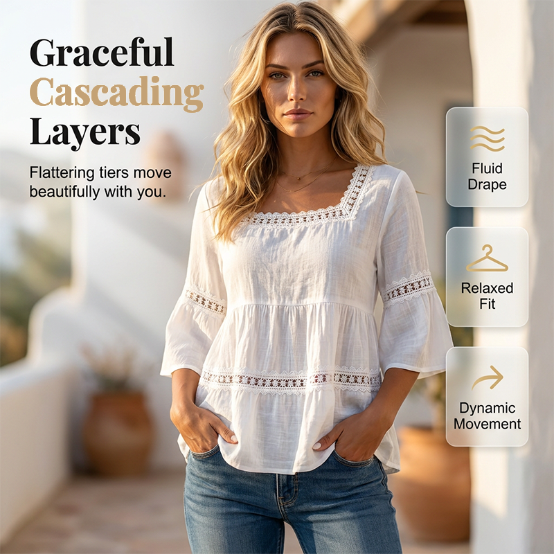 Elegante Sommerbluse mit eckigem Ausschnitt
