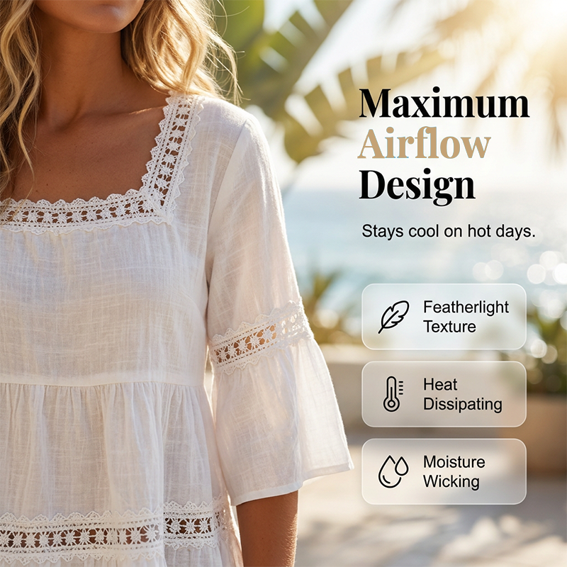 Elegante Sommerbluse mit eckigem Ausschnitt