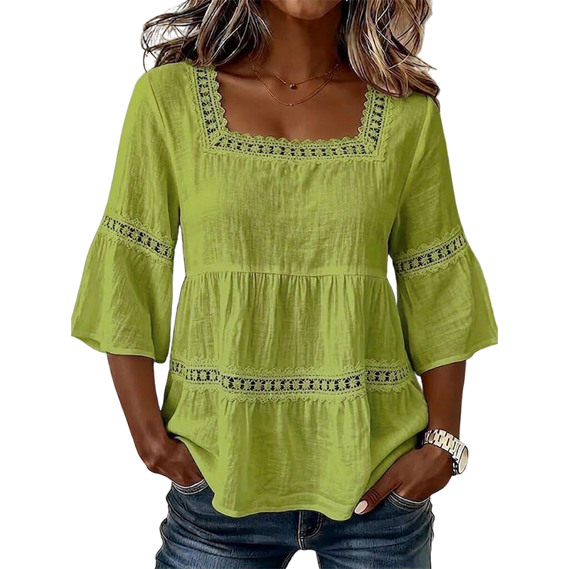 Elegante Sommerbluse mit eckigem Ausschnitt