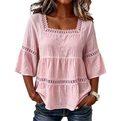 Elegante Sommerbluse mit eckigem Ausschnitt
