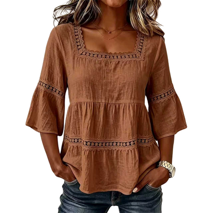 Elegante Sommerbluse mit eckigem Ausschnitt