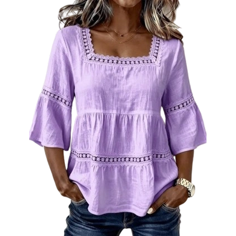 Elegante Sommerbluse mit eckigem Ausschnitt