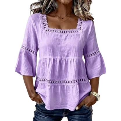Elegante Sommerbluse mit eckigem Ausschnitt