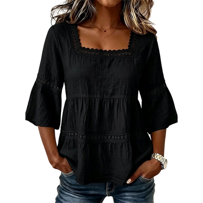 Elegante Sommerbluse mit eckigem Ausschnitt