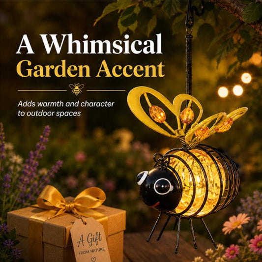 🐝💡Hanging Solar Bee Light – Warm Amber Glow, Flicker-Free, Perfect for Garden Parties, Camping, or Kids’ Rooms🌞