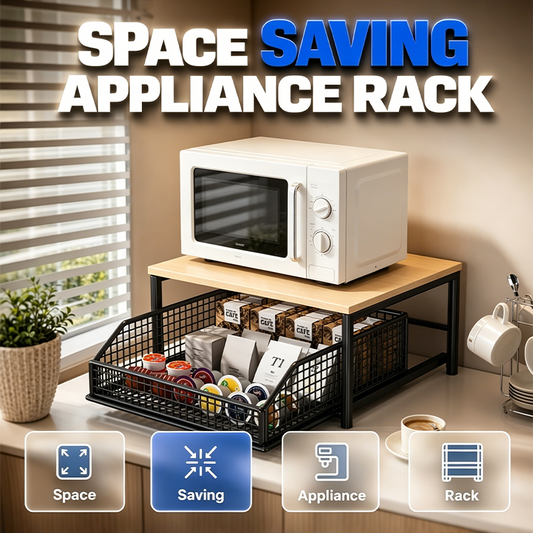 🏠2-Tier Kitchen Microwave Stand with Slide-Out Storage Drawer