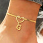 Heart Initial Anklet Snake Chain
