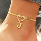 Heart Initial Anklet Snake Chain