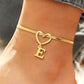 Heart Initial Anklet Snake Chain