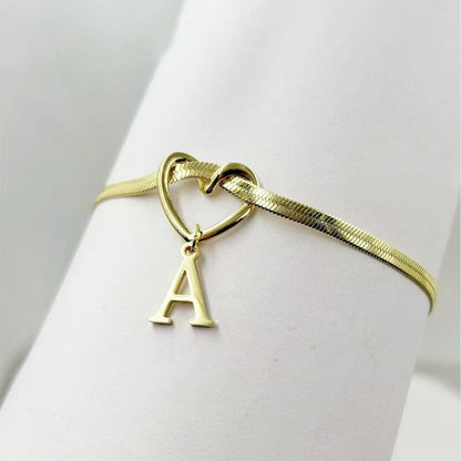 Heart Initial Anklet Snake Chain