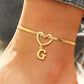 Heart Initial Anklet Snake Chain
