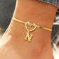 Heart Initial Anklet Snake Chain