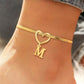 Heart Initial Anklet Snake Chain