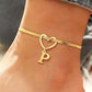 Heart Initial Anklet Snake Chain