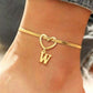 Heart Initial Anklet Snake Chain