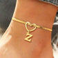 Heart Initial Anklet Snake Chain