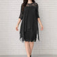 Women's Lace Splicing 3/4 Sleeve Midi Dress