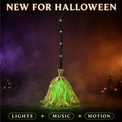 🧙‍♀️ Levende Halloween Heksenbezem! Met Bewegende Animatie, LED-Lichten en Spookgeluiden – Perfect voor een Angstaanjagende Tuin of Veranda! 🕸️🎃