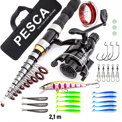 🎣 50% KORTING NU! 🧳 Complete visuitrusting – telescopisch, reisvriendelijk & praktische tas – perfect voor kamperen en wandelen 🌲