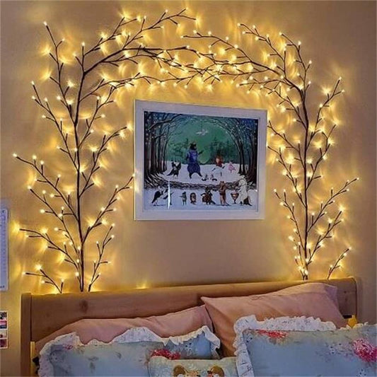 ✨ Kerstverlichting met betoverende wilgenranken – Magisch fonkelende takken | Warme, feestelijke gloed voor de kerstboom, de schoorsteenmantel en wanddecoratie