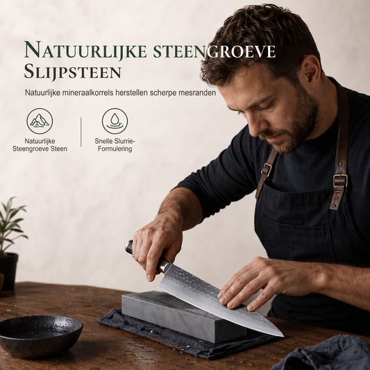 🔪 Natuurlijke 3000 grit slijpsteen voor keukenmessen