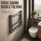 🚿 50% KORTING! ✨ Dubbel opklapbaar badkamerhanddoekenrek zonder boren – ruimtebesparende dubbele inklapbare planken, directe vacuümzuigbevestiging en roestbestendig aluminium – stevig koolstofstalen frame met haken voor muren zonder rommel 🧺