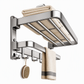 🚿 50% KORTING! ✨ Dubbel opklapbaar badkamerhanddoekenrek zonder boren – ruimtebesparende dubbele inklapbare planken, directe vacuümzuigbevestiging en roestbestendig aluminium – stevig koolstofstalen frame met haken voor muren zonder rommel 🧺