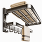 🚿 50% KORTING! ✨ Dubbel opklapbaar badkamerhanddoekenrek zonder boren – ruimtebesparende dubbele inklapbare planken, directe vacuümzuigbevestiging en roestbestendig aluminium – stevig koolstofstalen frame met haken voor muren zonder rommel 🧺