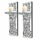 Set van 2 Zilveren Spiegel Kristal Kandelaars met Acryl Crushed Diamonds