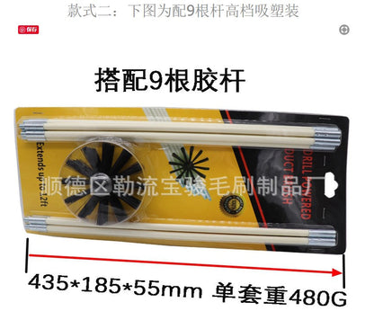 Rotary Chimney and Dryer Duct Cleaning Brush Kit with Flexible Rods and Nylon Brush Head for Boiler and Pipe Cleaning