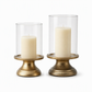 ⏳Tijdelijk 50% Korting⏰Vintage Gouden Kandelaars Set met Glazen Cilinders voor Bruiloften en Diners bij Kaarslicht🕯️🕎