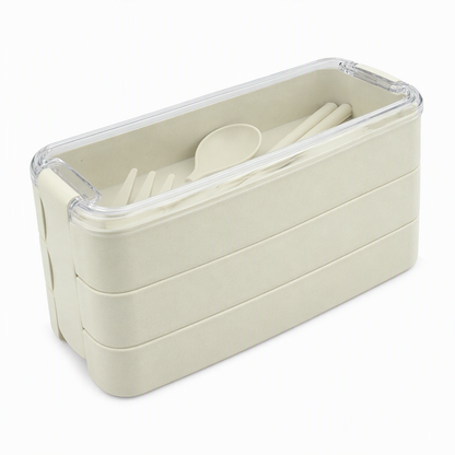3-laagse Bento Lunchbox met Bestekset