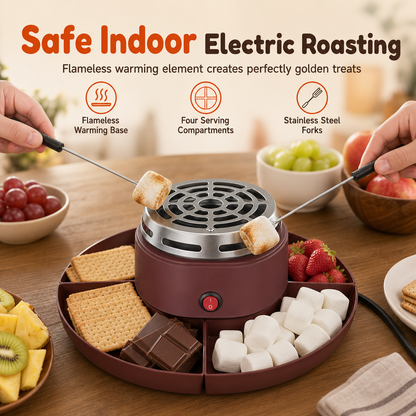 ⏳Tijdelijk 50% korting⏰2-in-1 Elektrische Chocoladefondue Smeltpan en Roosterset met Fruitschaal voor Feestjes⚡♨️🧁