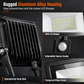 50W Buiten LED Schijnwerper met Slimme PIR-bewegingssensor en Afstandsbediening IP66 Waterdichte Aluminium Veiligheidslamp