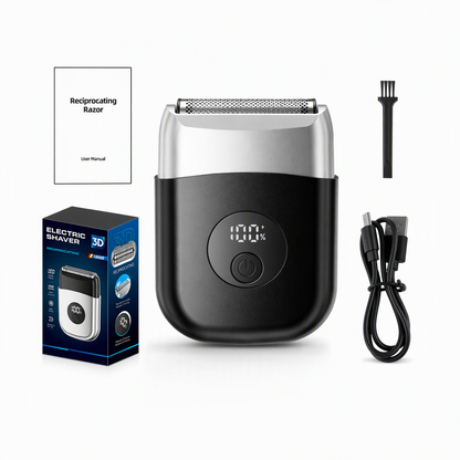 📢📢 50% KORTING! Compact Elektrisch Scheerapparaat – Dubbele Scheerkoppen voor een Gladde Scheerbeurt Thuis of Onderweg ✨✈️